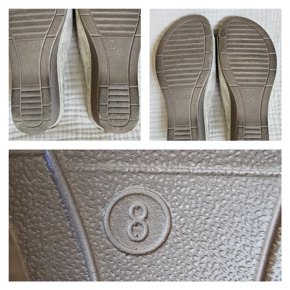 Wedge Mule Sandals, Open Toe with Buckles in Ivory, Size 8 Medium - Picture 16 of 16